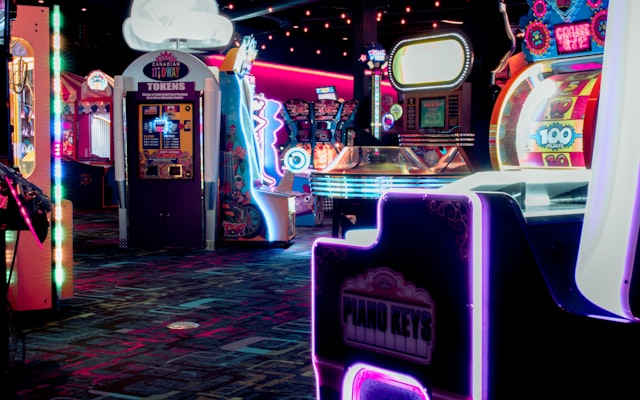 Arcade room with neon lights