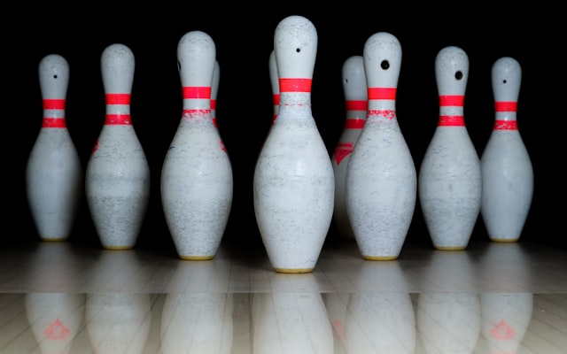 Bowling pins closeup
