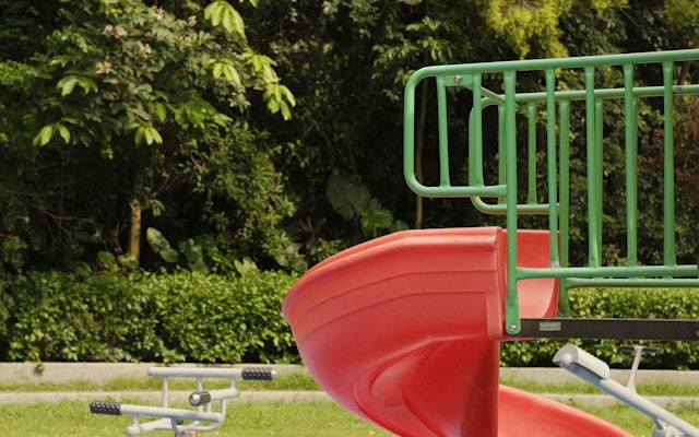 Park pathway with greenery