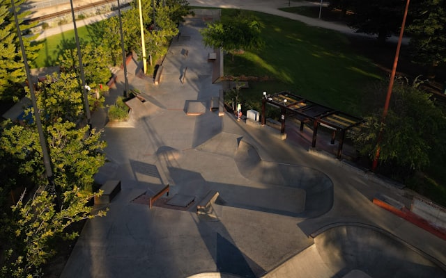 Families enjoying a city park