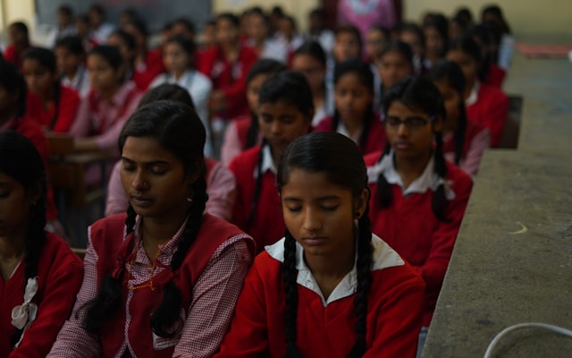 Girls sitting in classroom