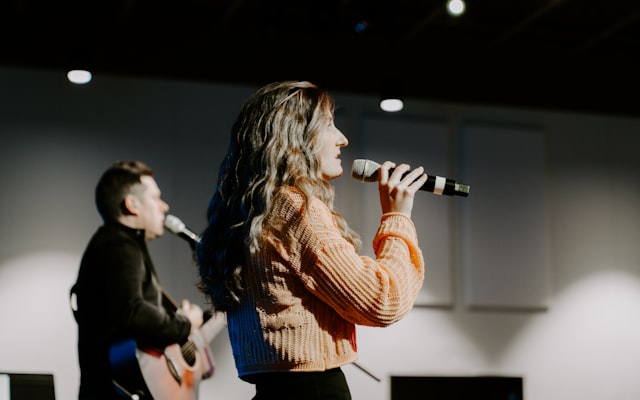 Actors rehearsing on stage