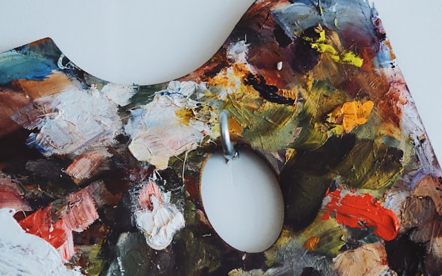 Art palette on studio wall