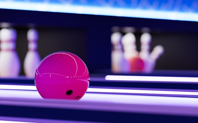 Bowling alley with pink balls