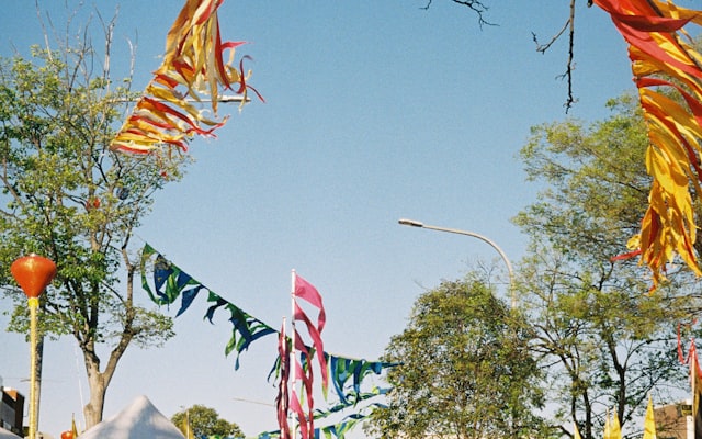 Crowd at a street fair tent