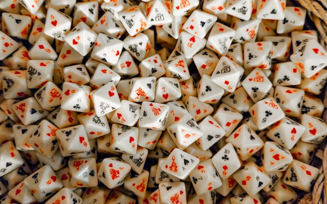 Dice and game pieces