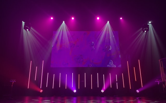 Empty stage with dramatic light show