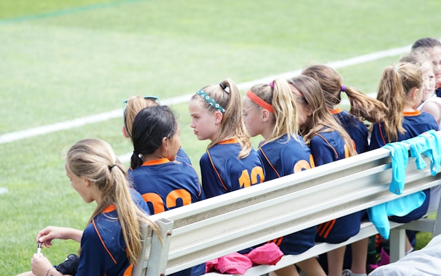 Young women on a soccer field