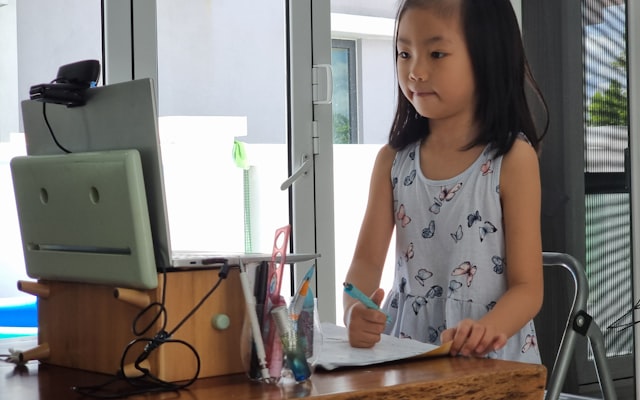 Little girl at a computer