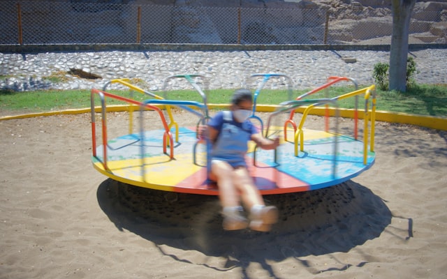 Children playing on trampoline